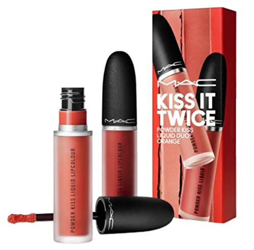 MAC, Set, Kiss It Twice Powder Kiss Liquid Duo, Orange, 2pc