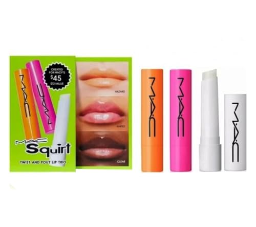 MAC, Bundle, Squirt Plumping Gloss Sticks Clear/Amped/Hazard, 3pc