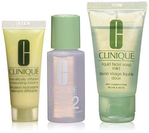 Clinique, Set, 3-Step Skincare Cleanser/Exfoliator/Moisturizer (1/1/0.5), Dry, 3pc