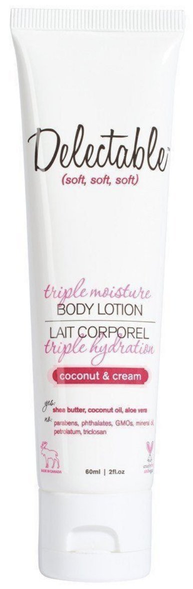 Delectable, Moisturizer Triple Moisture Hydration Lotion Body, Coconut & Cream, 2oz/60ml