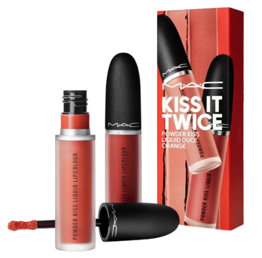 MAC, Bundle, Kiss It Twice Powder Kiss Liquid Duo, Orange, 2pc