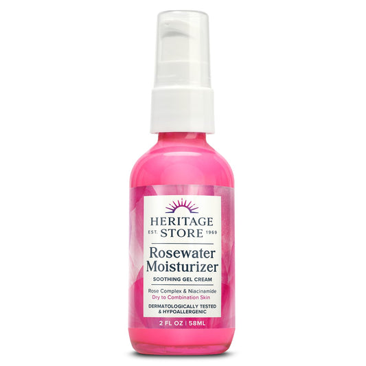 Heritage Store, Moisturizer Soothing Gel Cream Rosewater, Dry, 2oz/58ml