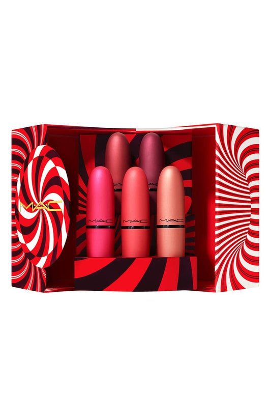 MAC, Set, H21 Mistletoe Matte Powder Kiss Lipstick, 5pc