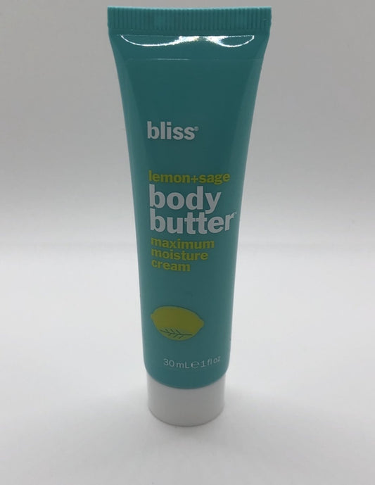 Bliss, Moisturizer Body Butter Moisture Cream, Lemon Sage, 1oz/30ml