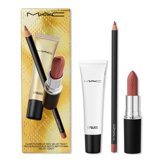 MAC, Set, H24 Claim To Fame Lip Trio, Velvet Teddy, 3pc