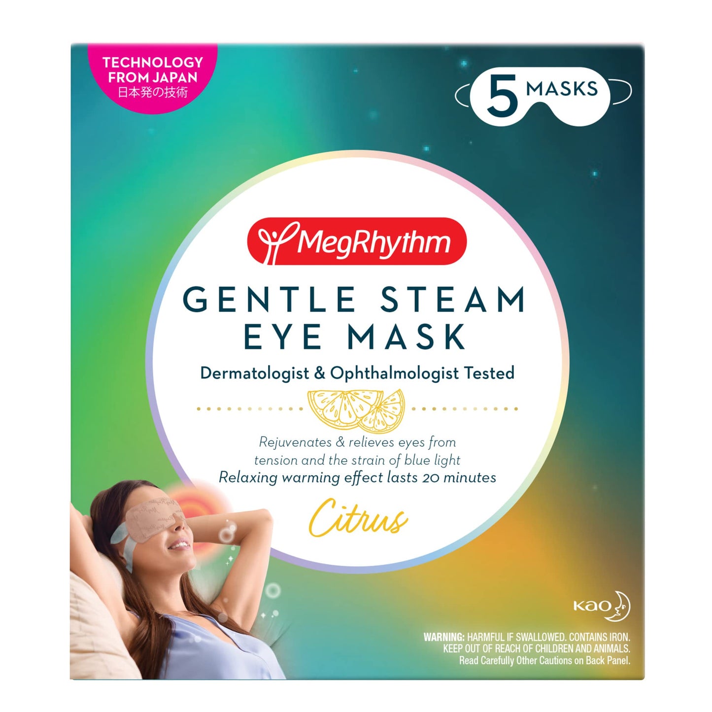 MegRhythm, Mask Gentle Steam Eye, Citrus, 5pc