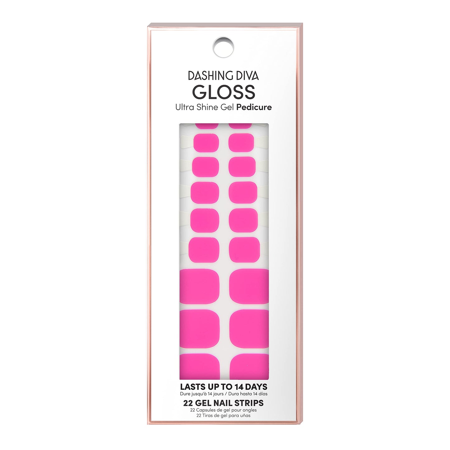 Dashing Diva, Nail Strip Gloss Pedicure, Pink Punch, 22pc