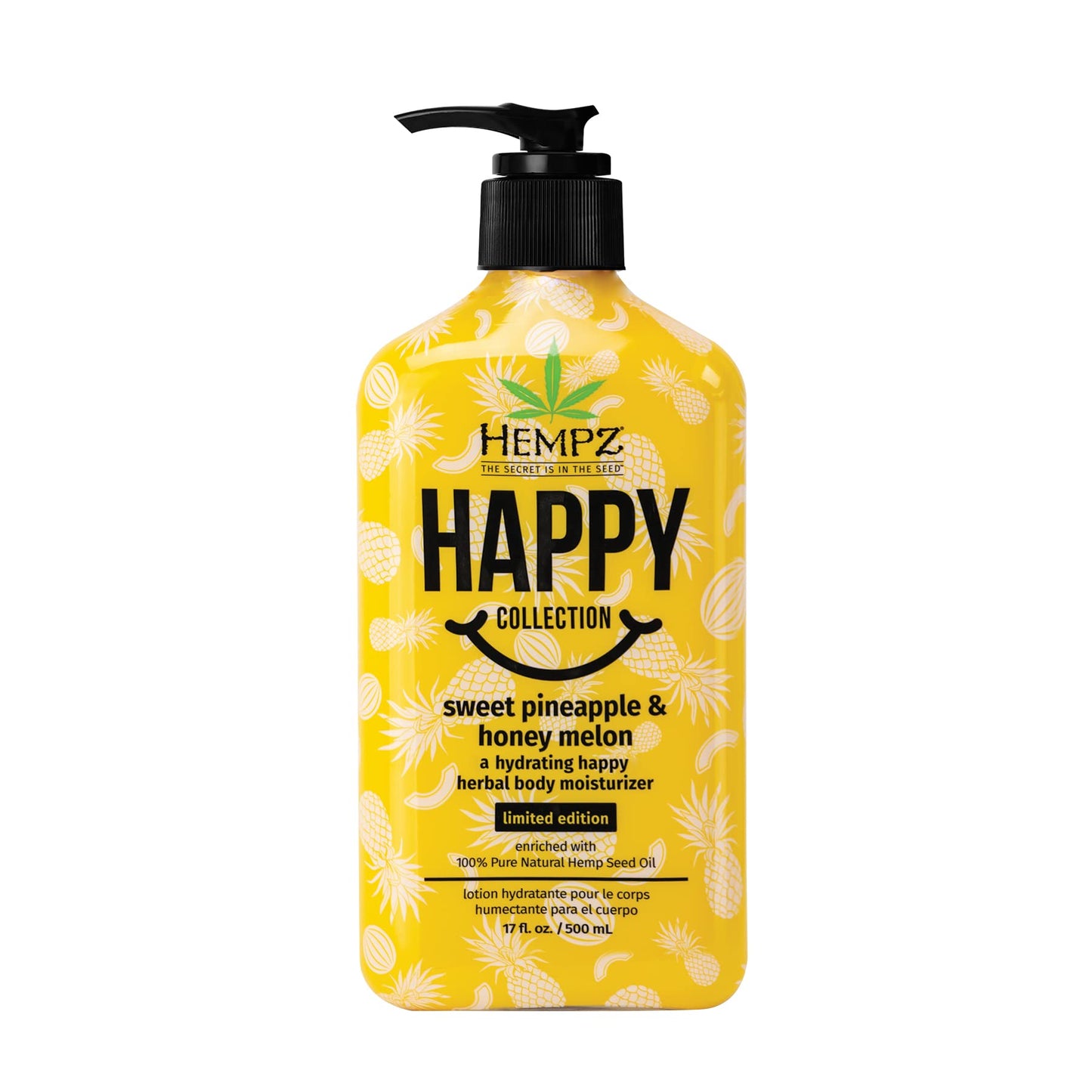 Hempz, Moisturizer Hydrating Happy Herbal Body, Sweet Pineapple & Honey Melon, 17oz/500ml