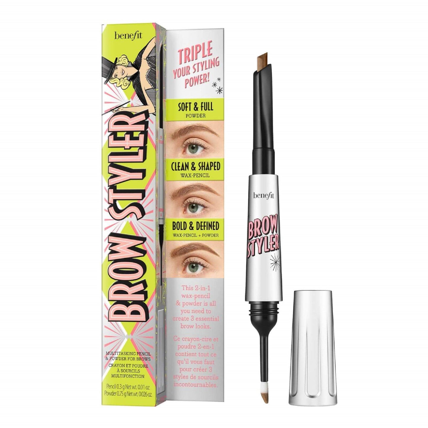 Benefit, Eyebrow Styler, 3 Warm Light Brown, 0.036oz/1.05g