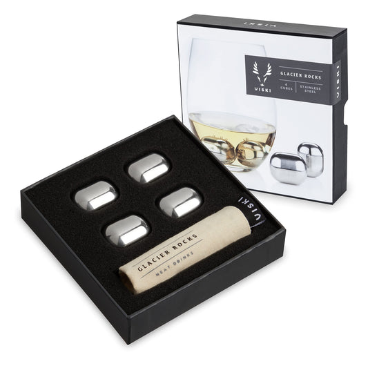 Viski, Tool, Stainless Steel Glacier Rocks, 4pc