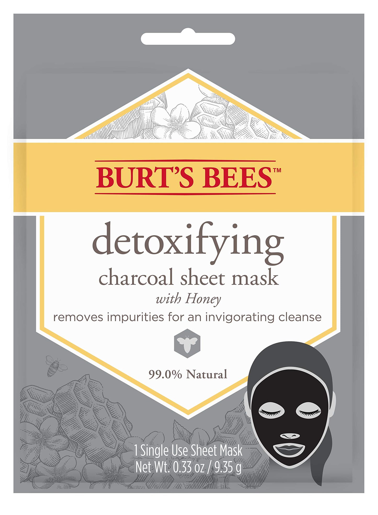 Burt's Bees, Mask Detoxifying Charcoal Sheet, 0.33oz/9.35g