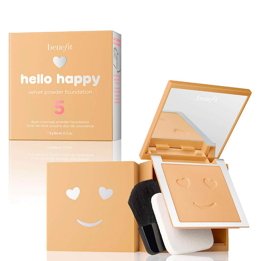 Benefit, Foundation Hello Happy Velvet, 5 Medium Neutral Warm, 0.25oz/7g