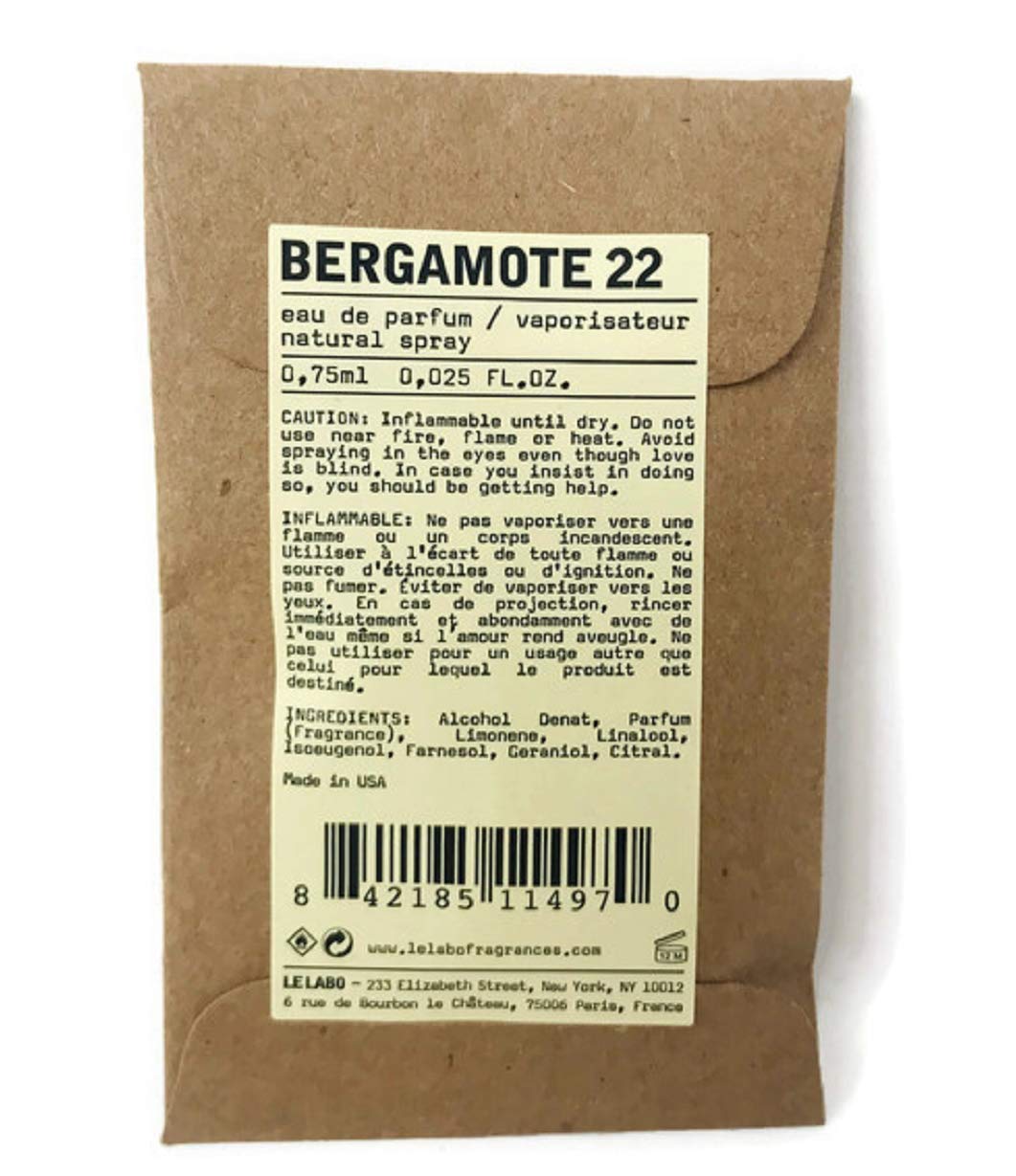 Le Labo, Fragrance, Bergamote 22, 0.025oz/0.75ml