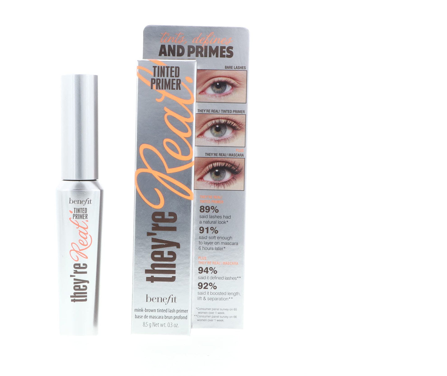 Benefit, Mascara They're Real Tinted Primer, Mink Brown, 0.3oz/8.5g