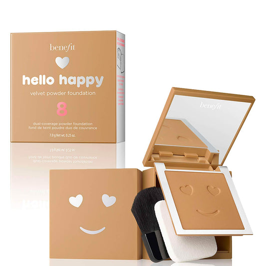 Benefit, Foundation Hello Happy Velvet, 8 Tan Warm, 0.25oz/7g