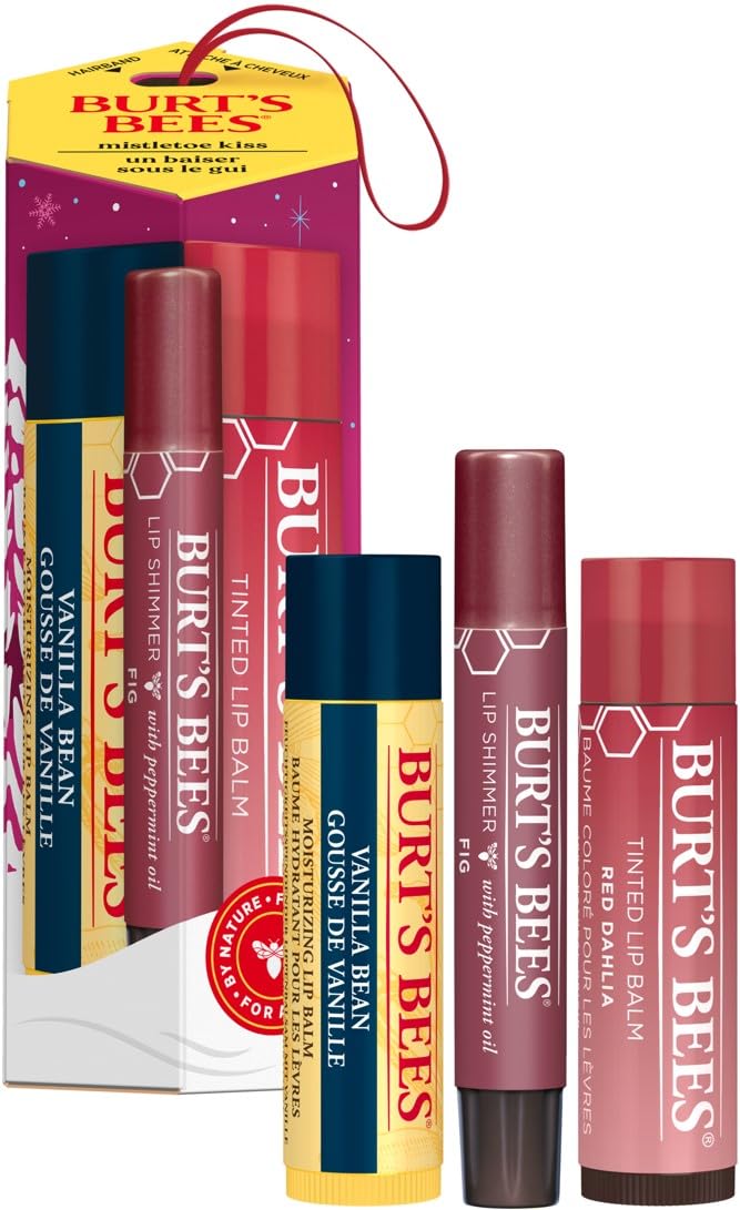 Burt's Bees, Set, Mistletoe Kiss, Red, 3pc