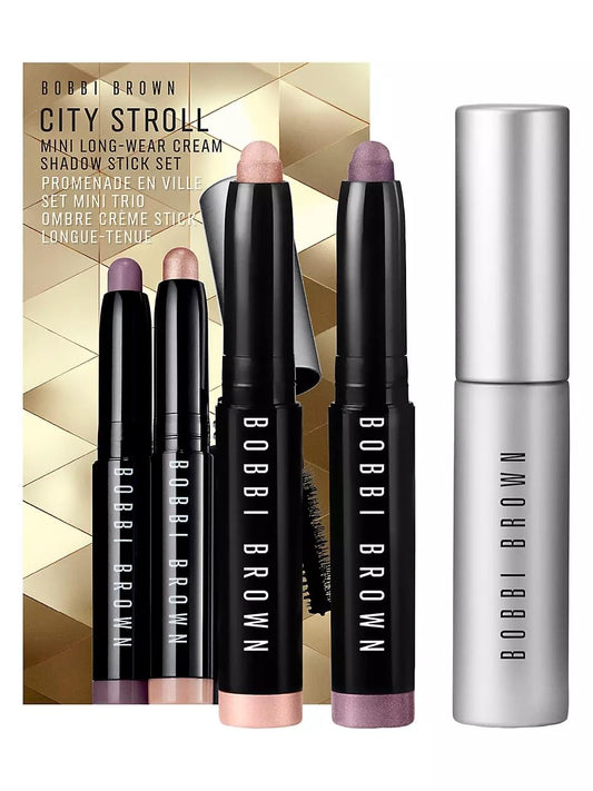 Bobbi Brown, Set, Mini Long-Wear Cream Shadow Stick Trio Golden Pink, Dusty Mauve & Mascara, 3pc