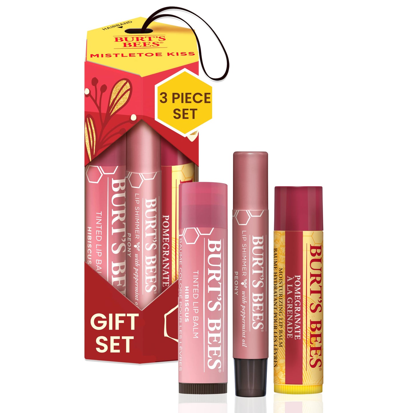 Burt's Bees, Set, Mistletoe Kiss, Pink, 3pc